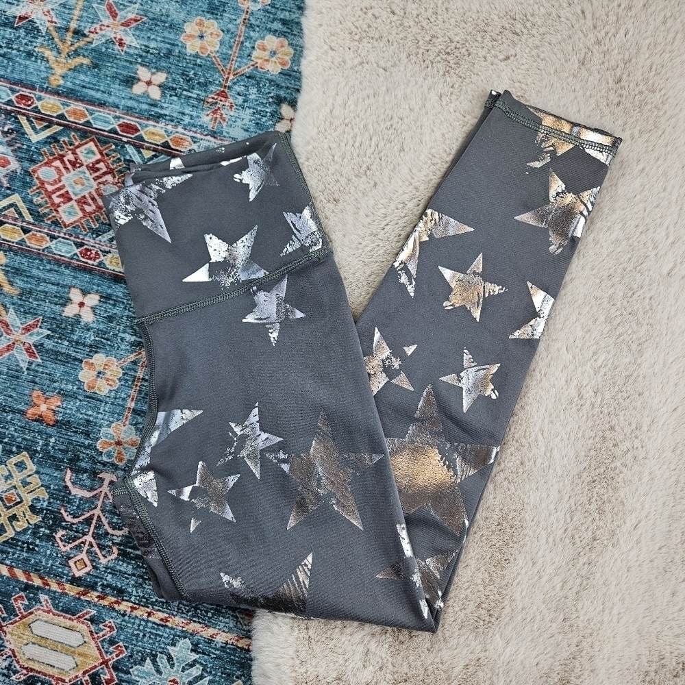 Aerie Gray Metallic Star Leggings Small